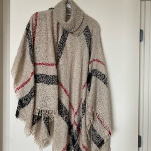 One size taupe, black, and red poncho - Cellabie